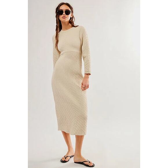 Free People Gabby Seamless Midi Dress Ivory - Picture 2 of 10